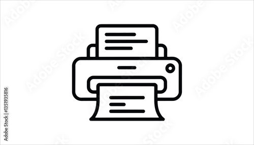 Printer Icon with Document Printing Vector.
