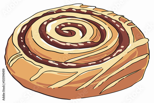 Golden Danish Pastry Isolated on White Background – High-Resolution Food.