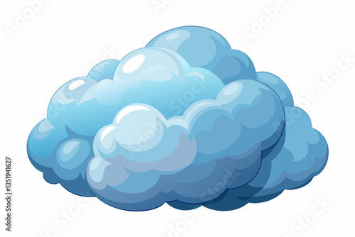 Photorealistic Fluffy Cumulus Cloud Isolated on White Background – High-Resolution Digital Art.