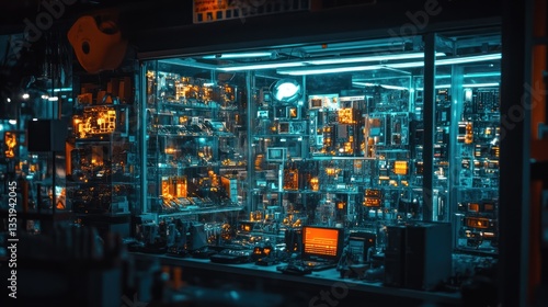 Wallpaper Mural Cyberpunk Electronics Emporium: A Neon-Drenched Haven of Gadgets and Gizmos Torontodigital.ca