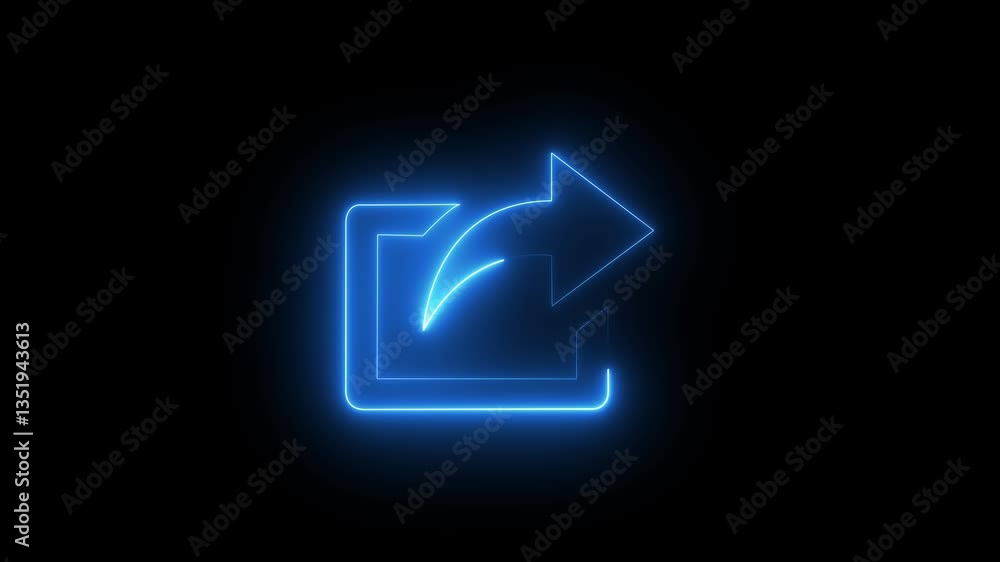 Futuristic neon green sharing icon animation with smooth glowing effect on black Futuristic neon green sharing icon animation with smooth glowing effect on black