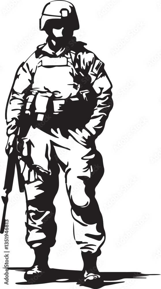 Fototapeta premium silhouette of a soldier with gun