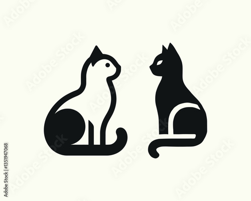 Silhouette black cat logo design icon