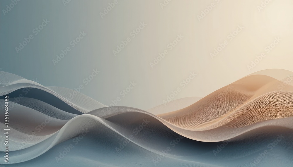 Obraz premium Flowing waves abstract design digital art calm environment soft color palette modern viewpoint visual serenity