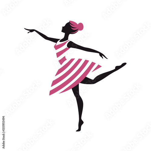 vector illustration of a ballerina retro vintage background