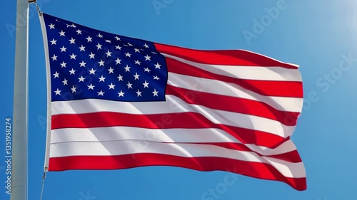 Wallpaper Mural American Flag Waving in Bright Sunlight Against a Blue Sky Torontodigital.ca