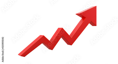 Red Arrow Growth Chart Icon Isolated white background