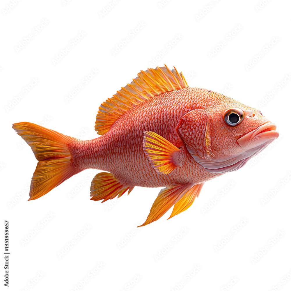 Fototapeta premium Vibrant Orange Fish Swimming Gracefully in Clear Aquatic Environment Near Coral Reef
