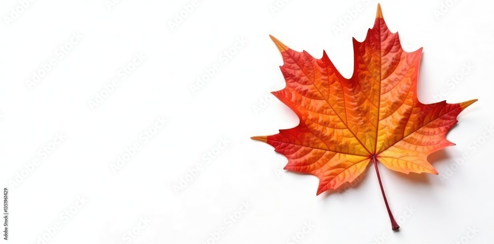 Single large maple leaf against white backdrop, nature, fall foliage, single leaf Single large maple leaf against white backdrop, nature, fall foliage, single leaf