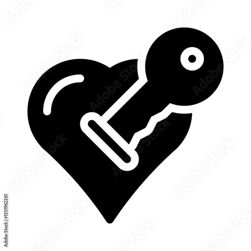 heart key glyph icon