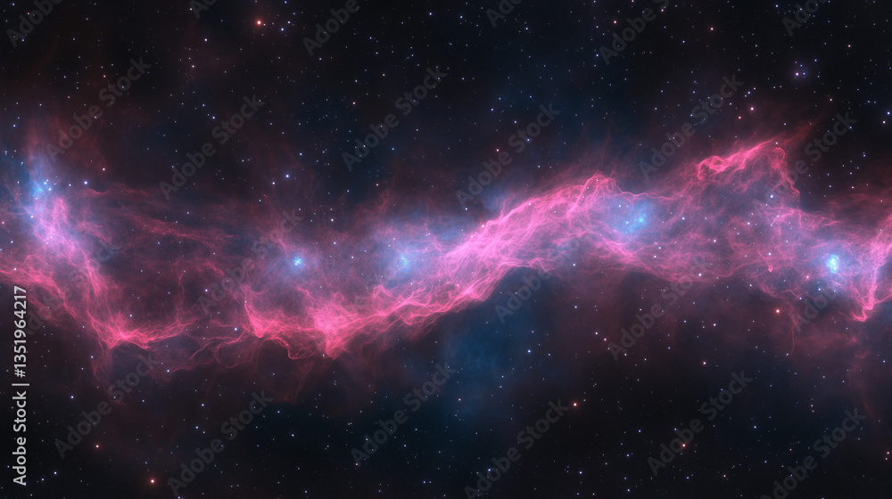 Fototapeta premium Radiant Pink-Blue Nebula with Interstellar Energy 