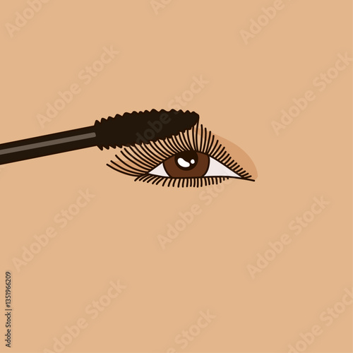 Hand Applying Mascara Illustration