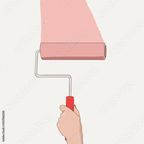 Woman Hand Holding Paint Roller Illustration