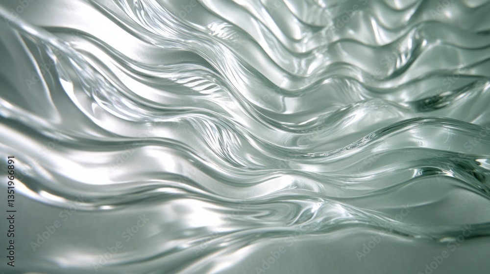 Fototapeta premium Abstract glassy material flowing in a wave like pattern