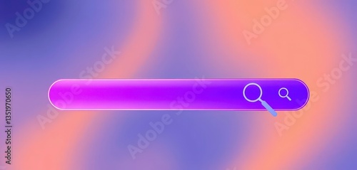 Animated purple search bar with magnifying glass icon, sleek minimalist design,  modern,  desktop