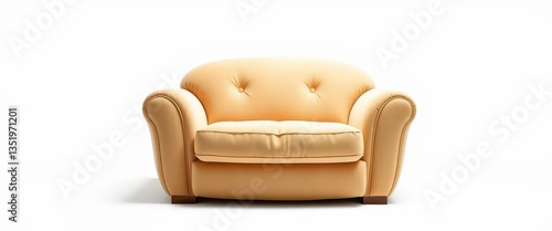 A plush, oversized armchair isolated on a pure white background, plush, oversized
