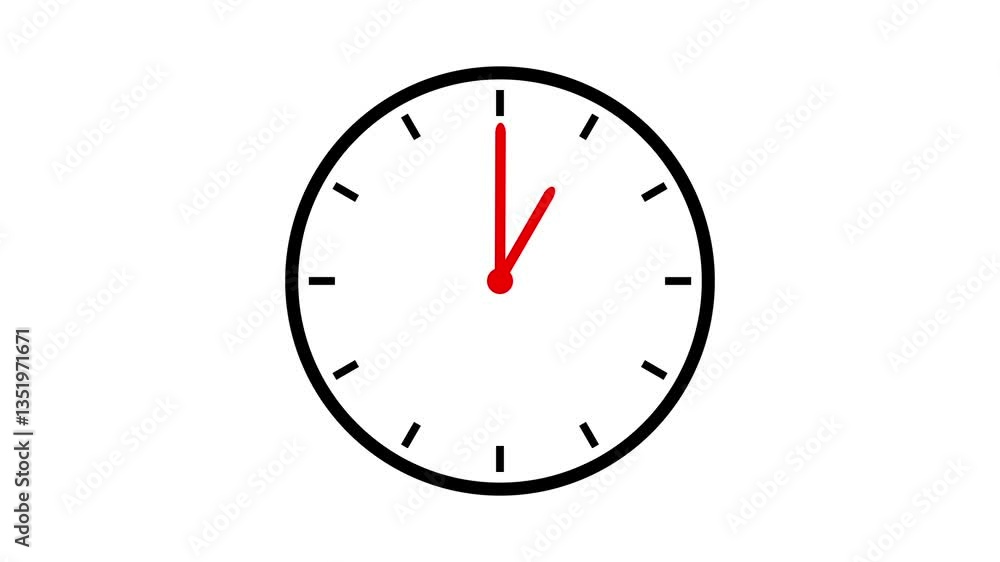 シンプルな時計の時間経過アニメーション(12時間) シンプルな時計の時間経過アニメーション(12時間)