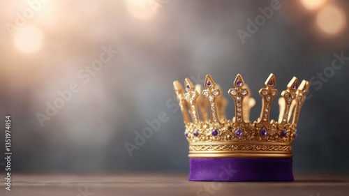 Majestic golden crown display elegant setting photography soft lighting close-up royalty concept