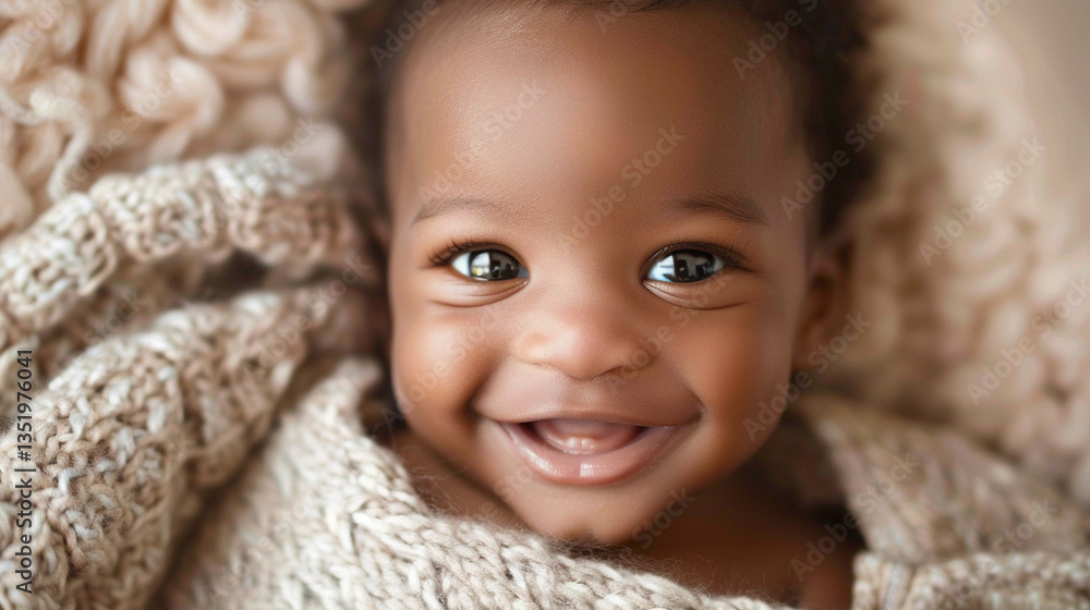 Adorable close-up portrait of a smiling baby with bright eyes, soft lighting, joyful innocence, and happy childhood moment. Adorable close-up portrait of a smiling baby with bright eyes, soft lighting, joyful innocence, and happy childhood moment.