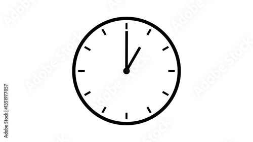 シンプルな時計の時間経過アニメーション（12時間）