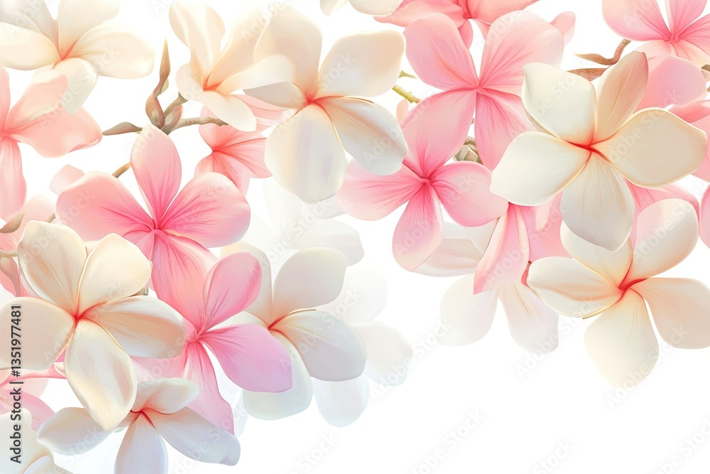 Fototapeta premium Delicate, pastel-colored plumeria blossoms
