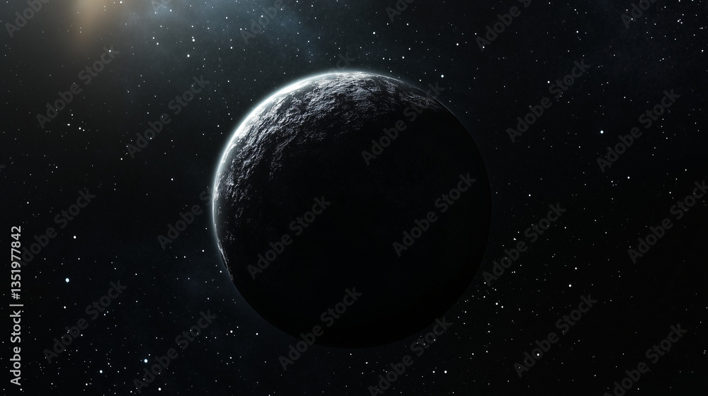 Fototapeta premium Moody shot of the moon in near darkness, highlighting its subtle glow and texture.