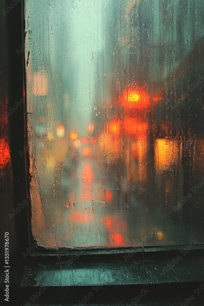 Obraz premium Window Cleaning Tool with Brush and Water for Sparkling Glasses in Urban Setting