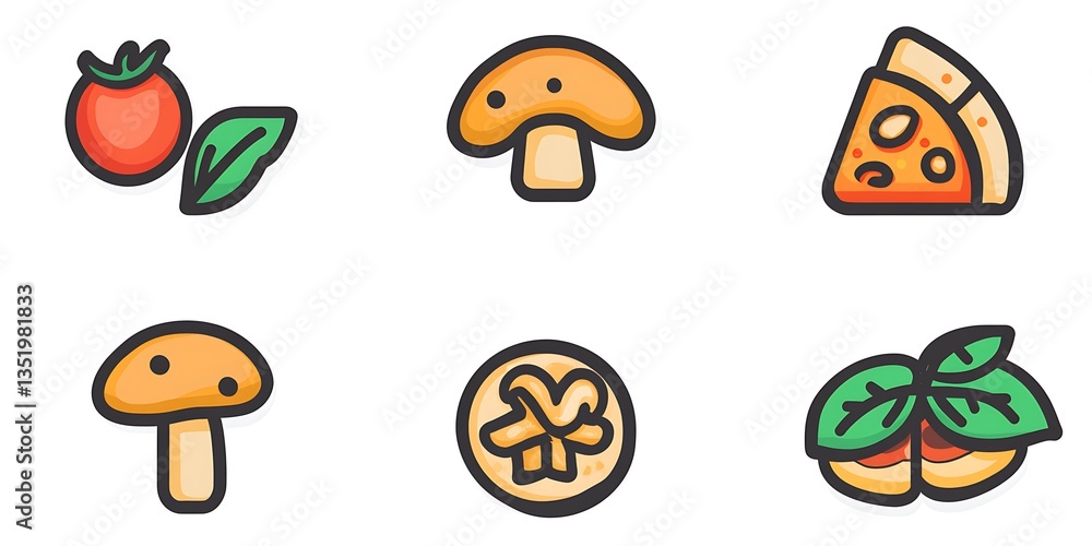Naklejka premium Cute Food Icons.