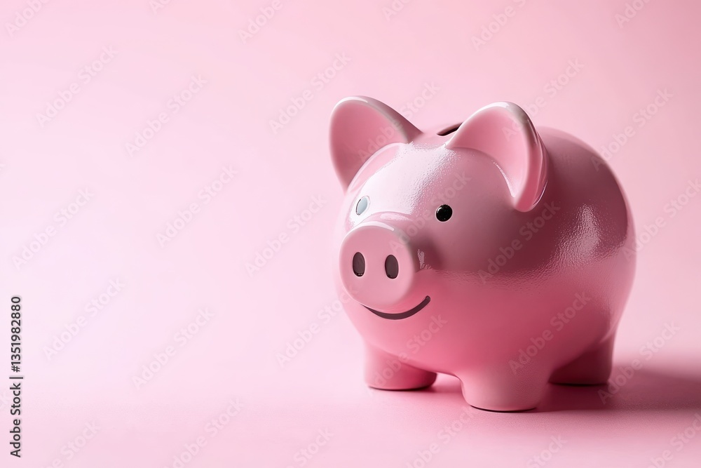 Pink Piggy Bank on Pink Background Simple Design for Finance Budgeting Money Saving Economics Pink Piggy Bank on Pink Background Simple Design for Finance Budgeting Money Saving Economics