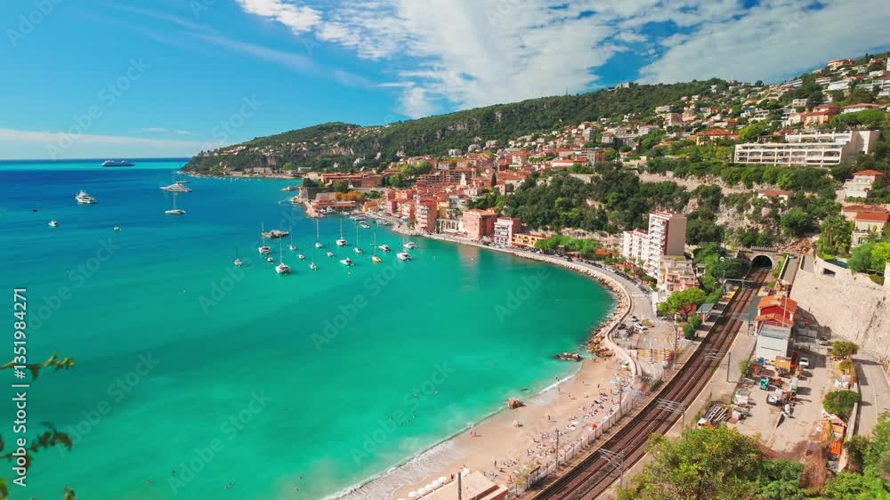 Top view of the picturesque town of Villefranche-sur-Mer, Cote d'Azur, France Top view of the picturesque town of Villefranche-sur-Mer, Cote d'Azur, France