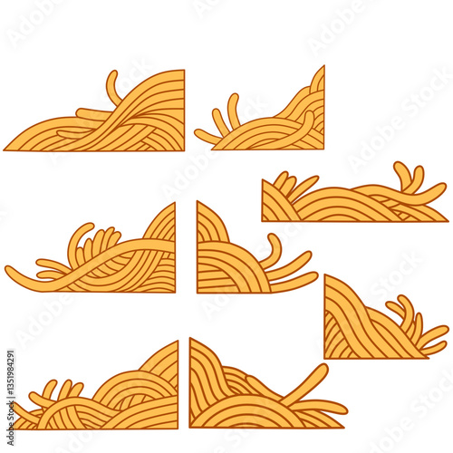 illustration set collection of noodle corner decorations