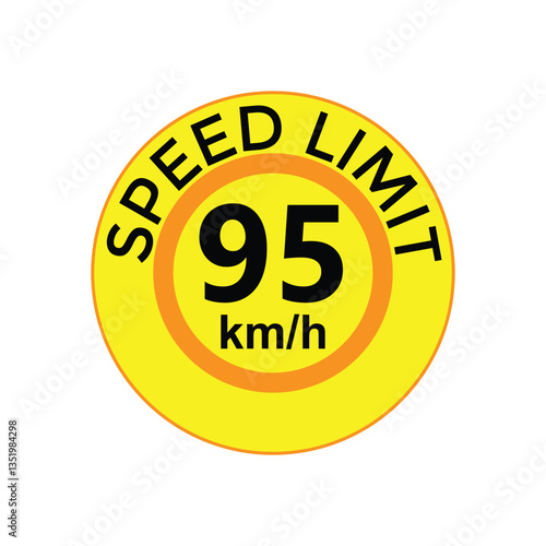 Speed limit 95 kmh Sticker  vector art illustration work