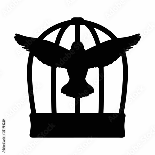 bird flying out of a cage freedom concept vector illustration