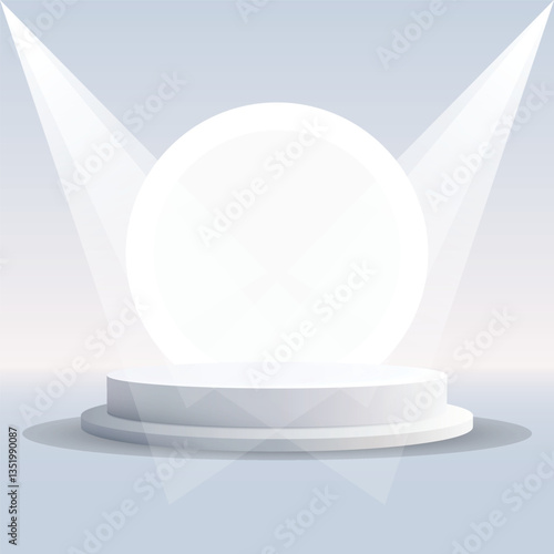 Podium with spotlight in white background