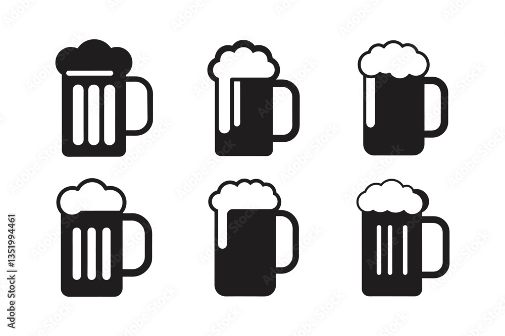 Fototapeta premium beer mug flat icon for apps vector silhouette