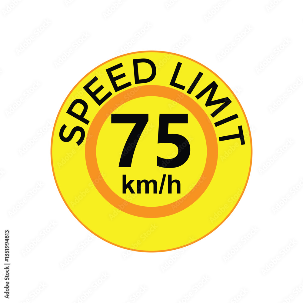 Speed limit 75 kmh Sticker vector art illustration work Speed limit 75 kmh Sticker vector art illustration work