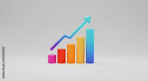 Colorful Bar Graph with Growth Arrow 