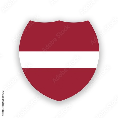 Free Download Latvia national flag in the shape of a shield isolated on white. Illustration - GFXLoad