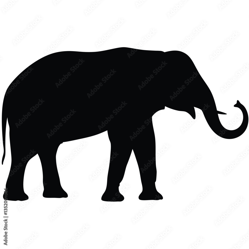 Simple Black Silhouette of an Elephant Simple Black Silhouette of an Elephant