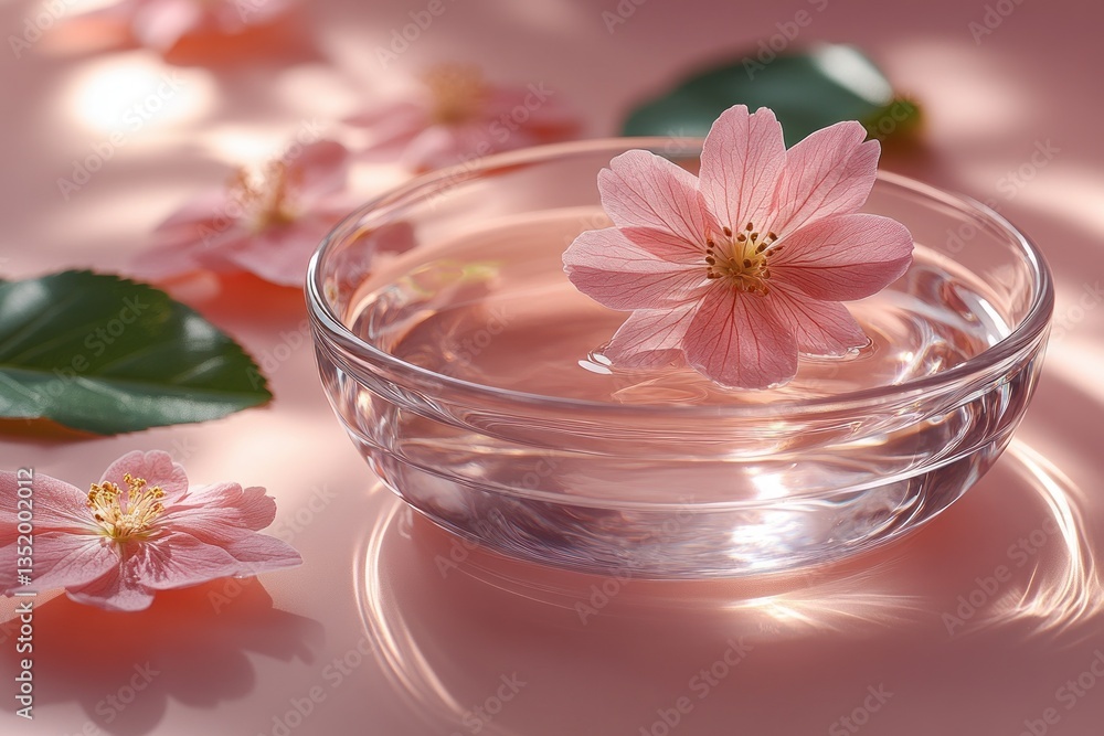 Flower in Dish Water for Skincare Analysis and Natural Beauty Research Flower in Dish Water for Skincare Analysis and Natural Beauty Research