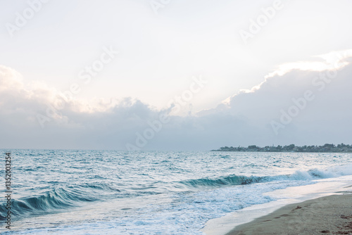Fototapeta Naklejka Na Ścianę i Meble -  Azure coast, Mediterranean sea at sunset. Beautiful seascape