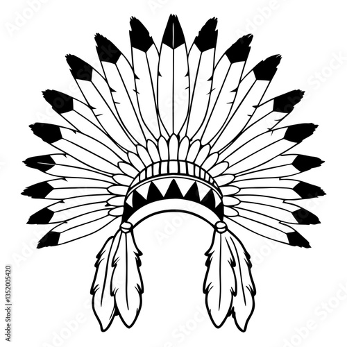 Traditional Native American Feather Headdress Vector Illustration for Design Projects