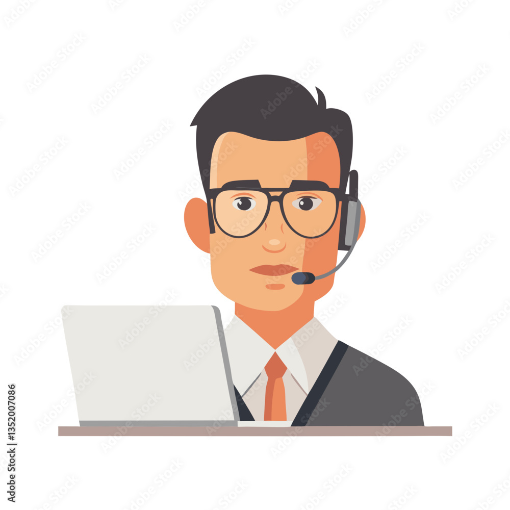 Customer Service Representative Vector Illustration for Professional Communication Customer Service Representative Vector Illustration for Professional Communication