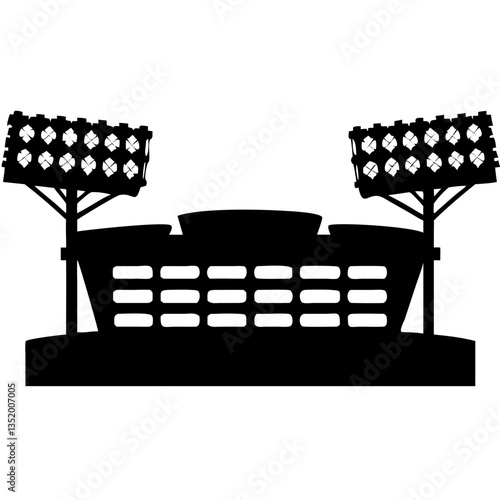 Stadium Silhouette Vector with Floodlights for Sports Event Design