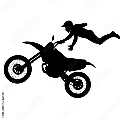 Motocross Stunt Silhouette Vector for Extreme Sports Design and Sticker Art