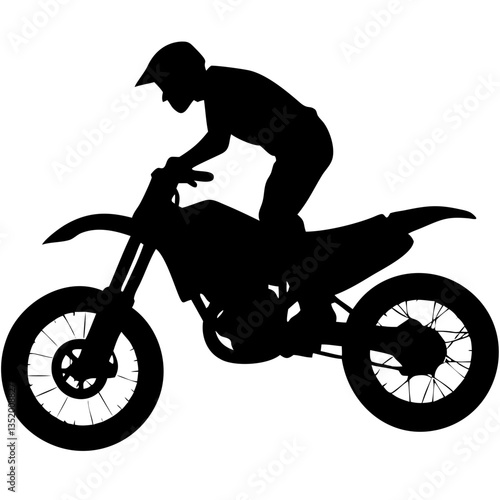 Silhouette of Motorcyclist Riding Dirt Bike for Adventure Sports Graphics