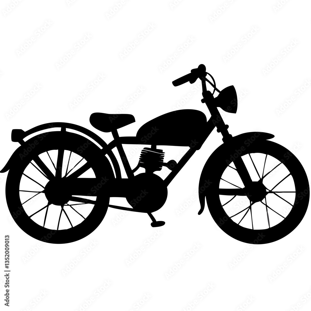 Obraz premium Vintage Motorcycle Silhouette Vector Illustration for Design and Art Projects