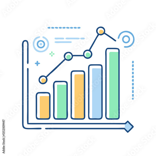 Bar chart icon, symbol of analysis and data, business graph chart