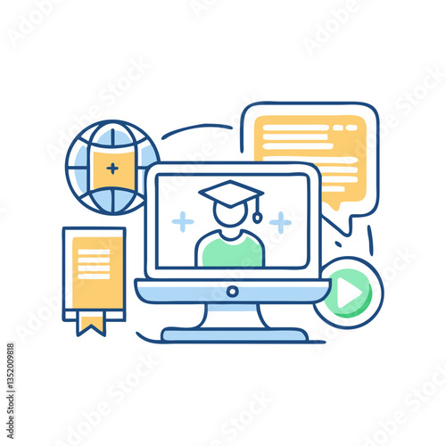 Distance learning icon, symbolizing online education and remote classes