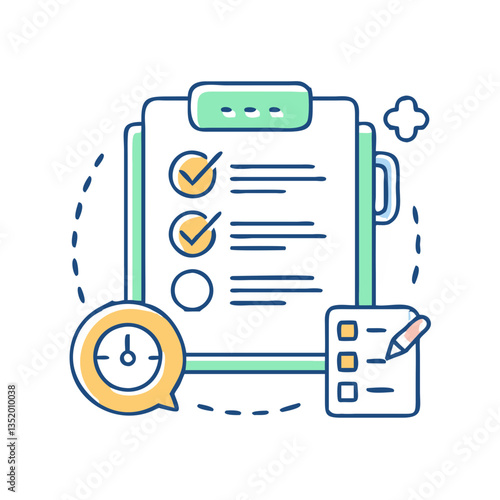 Lesson plan icon with notes, symbol of educational organization